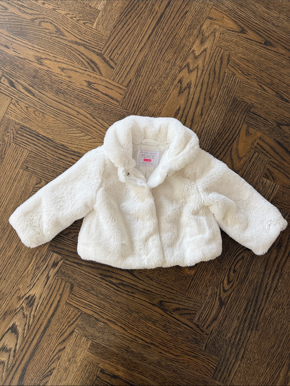 The Children's Place White Plush Faux Fur Jacket